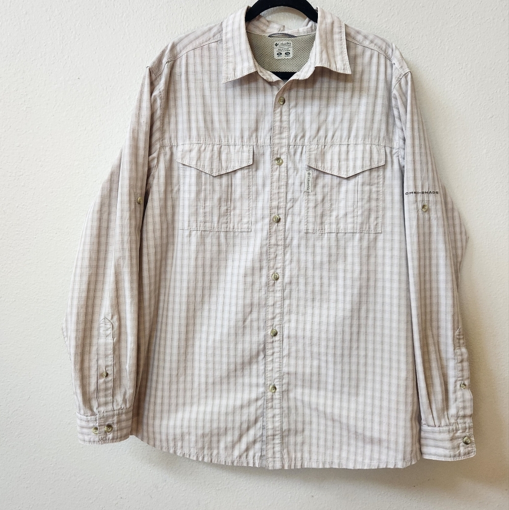 COLUMBIA Men's Long Sleeve Omni Shade Lightweight Plaid Button Up Shirt